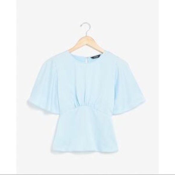 Express Tops - NWT EXPRESS Satin Cinched Waist Flutter Sleeve Top Size XL
